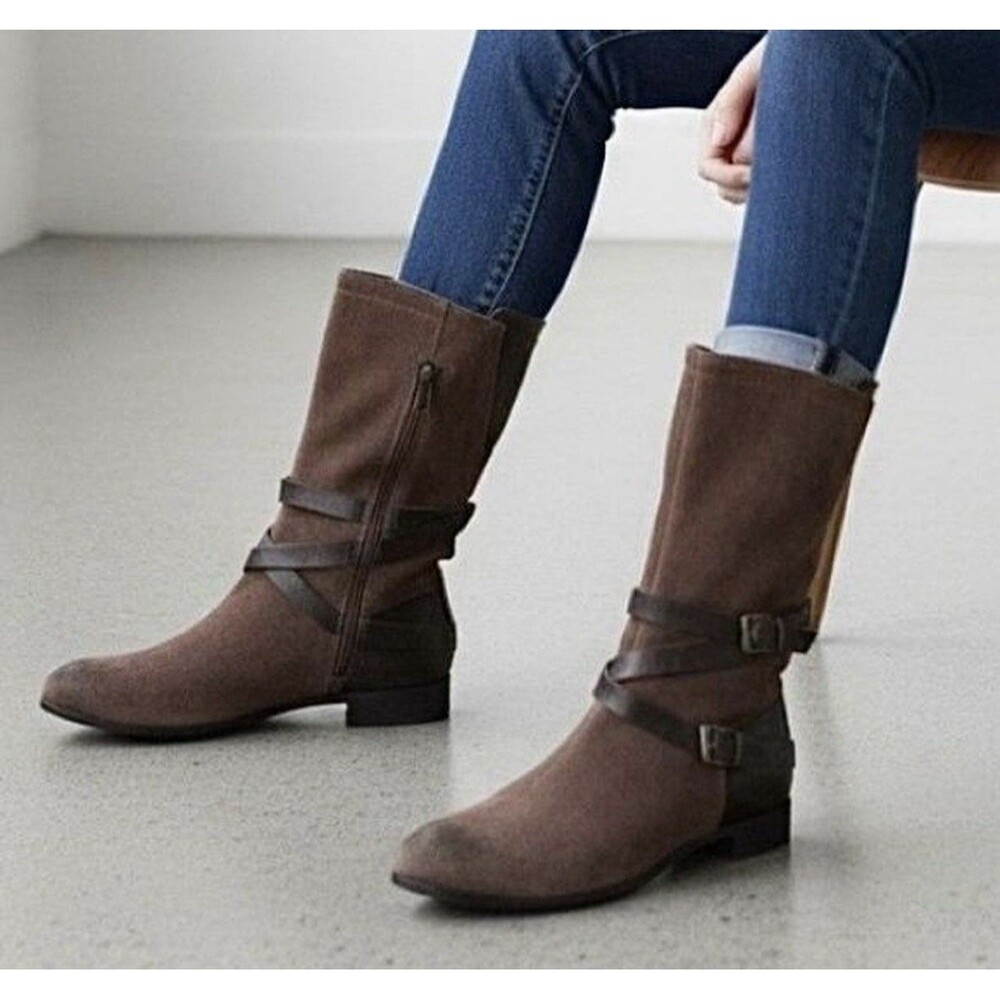 UGG Deanna Mid Riding Winter Boots Womens Size US 8.5 Rustic Brown Leather Zip
